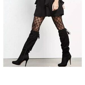 Thalia Sodi Womens Brisaf Fabric knee high Slouchy boots burgundy size 7.5